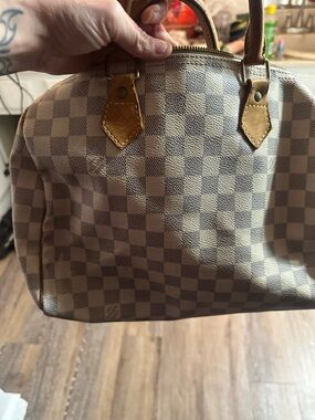 Louis Vuitton Damier Azur Canvas Satchel in Beige and Tan